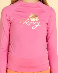 Sale Girls' Hibiscus Long Sleeve Rash Vest Kids Rash Vests