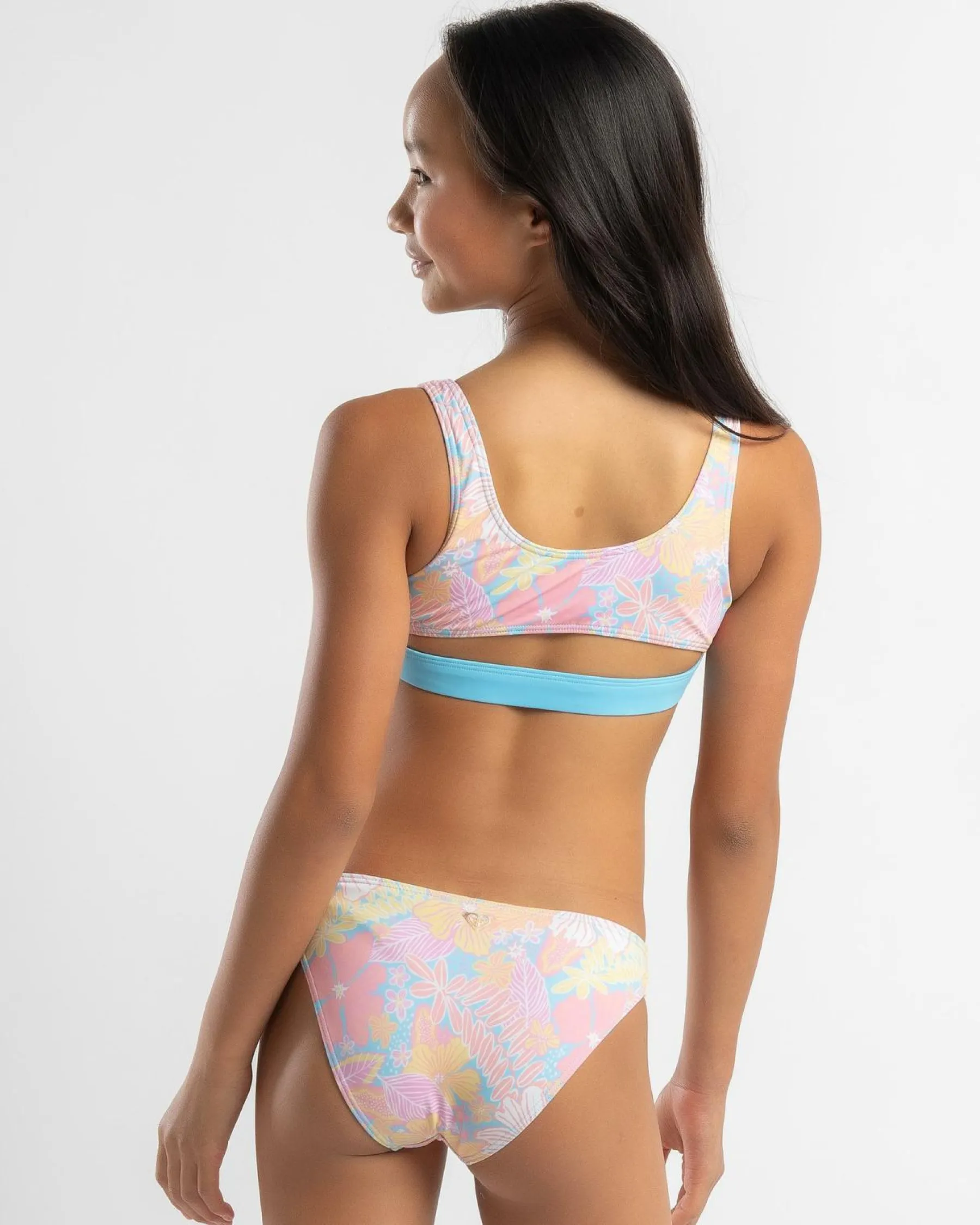 Bikinis*Roxy Girls' Hidden Garden Bralette Bikini Set Candlelight Peach Hidden Garden