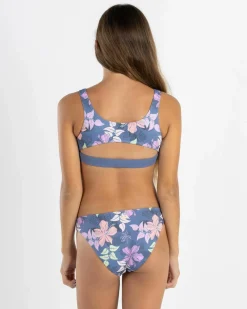 Bikinis*Roxy Girls' Hidden Garden Bralette Bikini Set Wild Wind Sunny Floral Rg