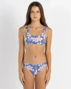 Bikinis*Roxy Girls' Hidden Garden Bralette Bikini Set Wild Wind Sunny Floral Rg