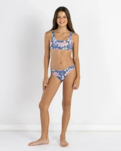 Bikinis*Roxy Girls' Hidden Garden Bralette Bikini Set Wild Wind Sunny Floral Rg
