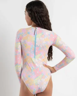 Surf|Wetsuits & Surfsuits*Roxy Girls' Hidden Garden Long Sleeve Surfsuit Candlelight Peach Hidden Garden