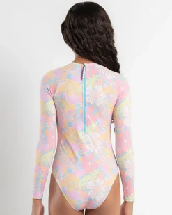 Surf|Wetsuits & Surfsuits*Roxy Girls' Hidden Garden Long Sleeve Surfsuit Candlelight Peach Hidden Garden