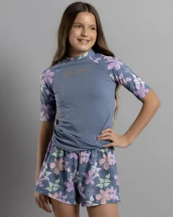 Sale Girls' Hidden Garden Short Sleeve Rash Vest Kids Rash Vests