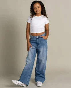 Jeans|Denim*DESU Girls' Icon Straight Leg Jeans Blasted Mid Blue