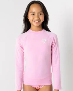 Rash Vests*Rip Curl Girls' Icon UV Brushed Long Sleeve Rash Vest Bright Pink