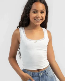 Tops*Mooloola Girls' Ivy Lace Tank Top White