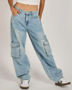Jeans|Denim*DESU Girls' Juno Cargo Jeans Blasted Light Blue