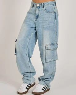 Jeans|Denim*DESU Girls' Juno Cargo Jeans Blasted Light Blue