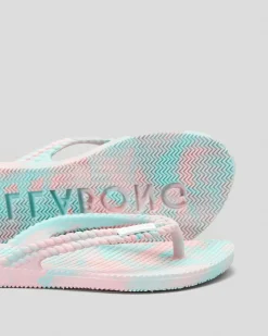 Flip Flops*Billabong Girls' Kicks Marble Thongs Mint Chip