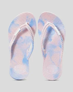Flip Flops*Billabong Girls' Kicks Marble Thongs Blue