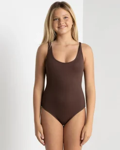 Surf|One Pieces*Kaiami Girls' Leisa One Piece Swimsuit Dark Choc