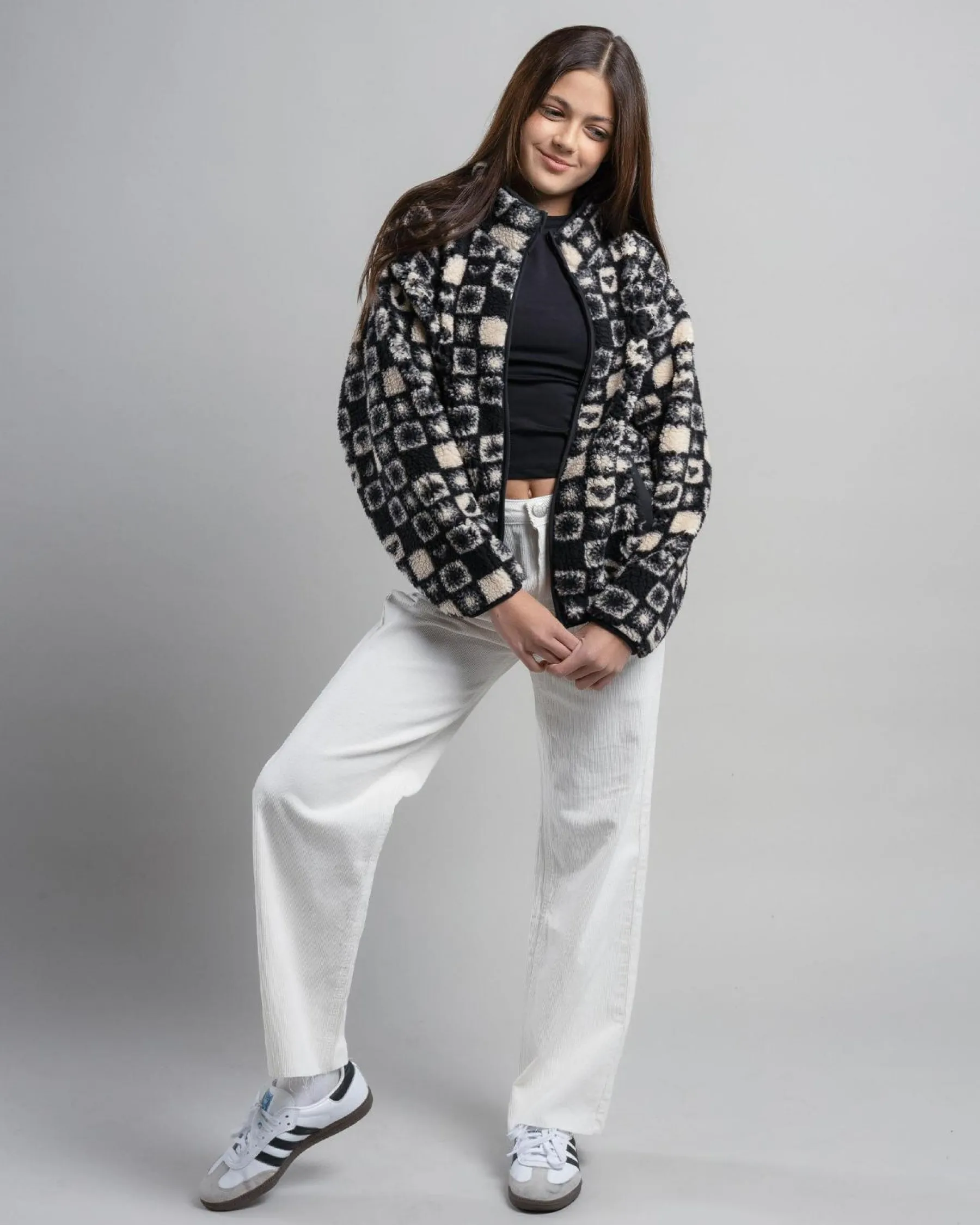 Outerwear*Roxy Girls' Like Electricity Jacket Phantom Sunsquare
