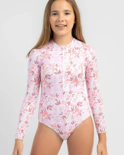 Discount Girls' Lilac Skies Long Sleeve Surfsuit Kids Surf|Wetsuits & Surfsuits