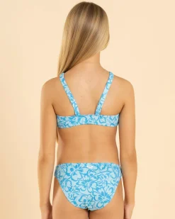 Bikinis*Roxy Girls' Crop Bikini Set Malibu Blue Flaura