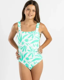 Surf|One Pieces*Topanga Girls' Micky One Piece Swimsuit White/green