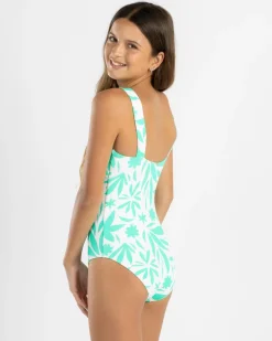Surf|One Pieces*Topanga Girls' Micky One Piece Swimsuit White/green