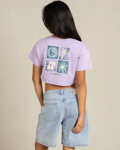 Tops*Billabong Girls' Mixing Vibes Crop T-Shirt Light Purple