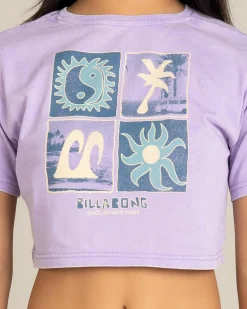 Tops*Billabong Girls' Mixing Vibes Crop T-Shirt Light Purple