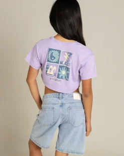 Tops*Billabong Girls' Mixing Vibes Crop T-Shirt Light Purple