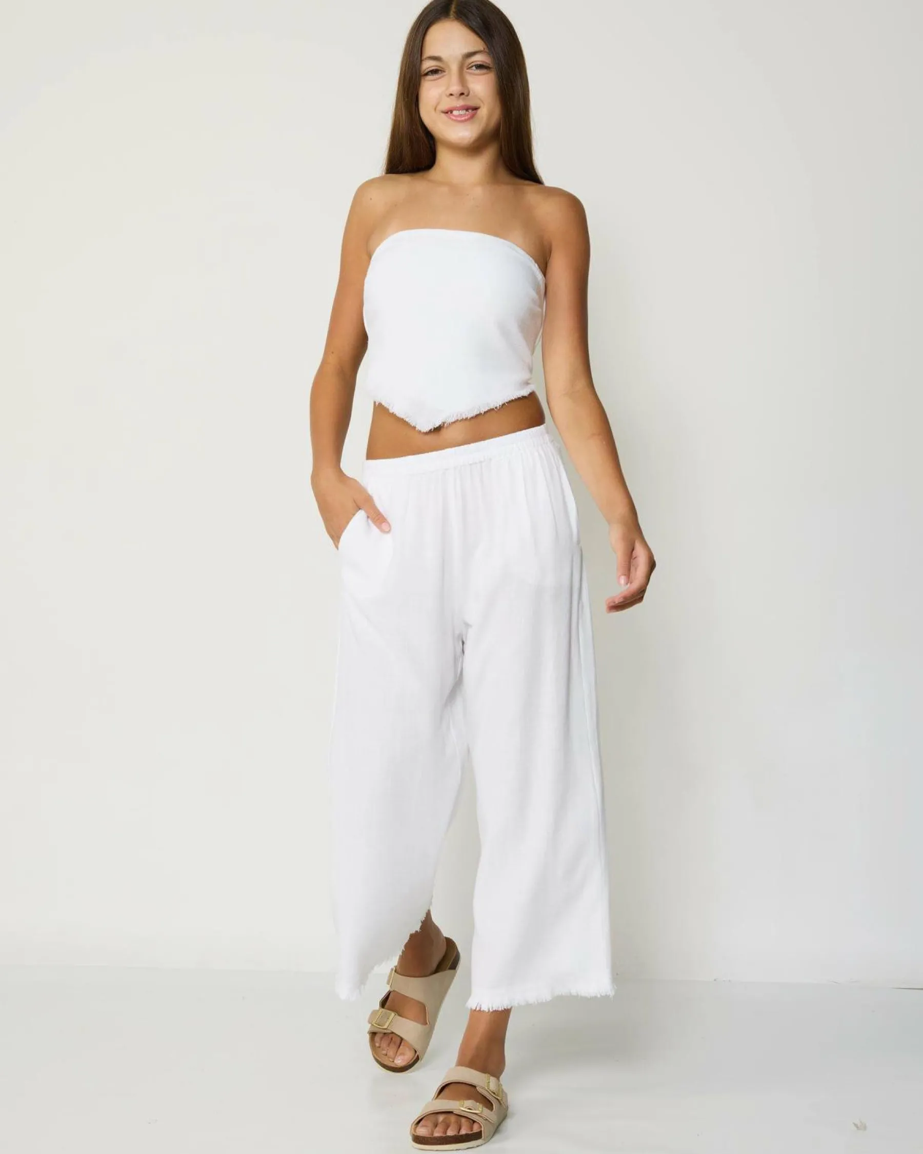 Bottoms*Mooloola Girls' Moni Dallis Beach Pants White