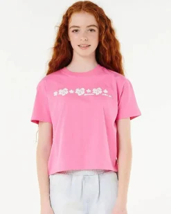 Tops*Rip Curl Girls' Neon Isles Cropped T-Shirt Bright Pink