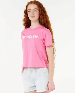 Tops*Rip Curl Girls' Neon Isles Cropped T-Shirt Bright Pink