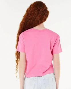 Tops*Rip Curl Girls' Neon Isles Cropped T-Shirt Bright Pink