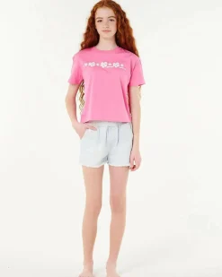 Tops*Rip Curl Girls' Neon Isles Cropped T-Shirt Bright Pink