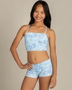 Online Girls' Oceanic Rib Tankini Set Kids Bikinis