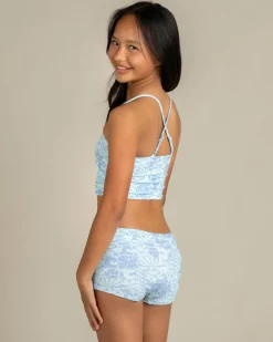 Online Girls' Oceanic Rib Tankini Set Kids Bikinis
