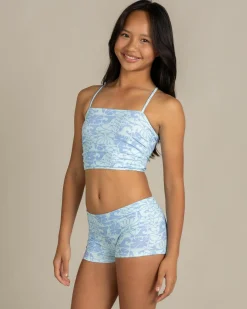 Online Girls' Oceanic Rib Tankini Set Kids Bikinis