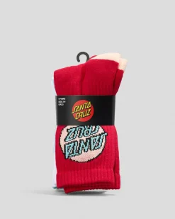 Socks & Accesories*Santa Cruz Girls' Other Dot Crew Socks 4 Pack Rose-white-turquoise-white