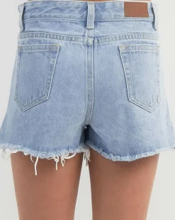 Denim|Bottoms*Rusty Girls' Penny Kick Flare Denim Shorts Sky Blue Heather