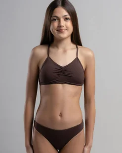 Bikinis*Kaiami Girls' Phoebe Bralette Bikini Set Dark Choc