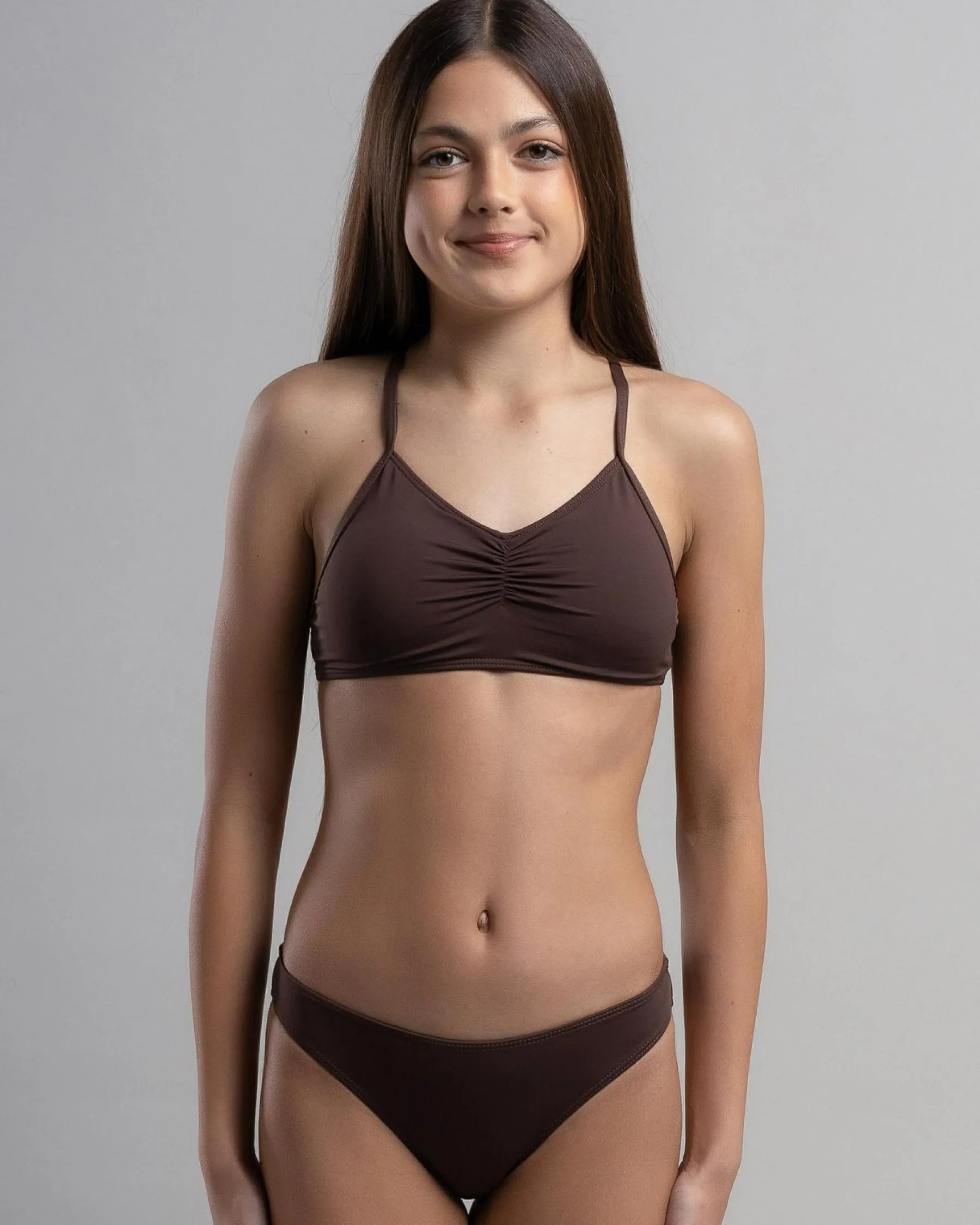 Bikinis*Kaiami Girls' Phoebe Bralette Bikini Set Dark Choc