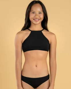 Bikinis*Rip Curl Girls' Premium Rib 2.0 Bikini Set Black