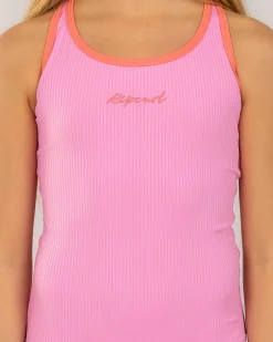 Surf|One Pieces*Rip Curl Girls' Premium Rib One Piece Swimsuit Watermelon