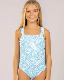 Surf|One Pieces*Kaiami Girls' Revello One Piece Swimsuit Blue/white