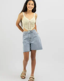 Best Girls' Ryder Mid Denim Shorts Kids Denim|Bottoms