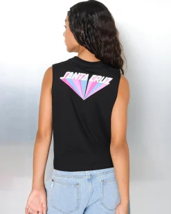 Tops*Santa Cruz Girls' SC Delta Strip Chest Muscle Tank Top Black