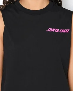 Tops*Santa Cruz Girls' SC Delta Strip Chest Muscle Tank Top Black
