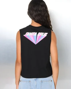 Tops*Santa Cruz Girls' SC Delta Strip Chest Muscle Tank Top Black