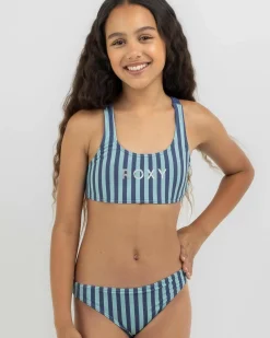 Bikinis*Roxy Girls' Serenity Stripe Bikini Set Marlin Serenity Stripe