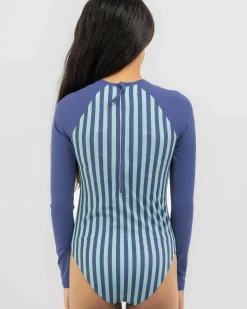 Surf|Wetsuits & Surfsuits*Roxy Girls' Serenity Stripe Long Sleeve Surfsuit Marlin Serenity Stripe