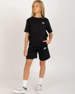 Tops*Nike Girls' Sportswear Embroidered Futura T-Shirt Black