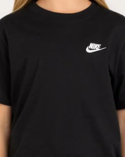 Tops*Nike Girls' Sportswear Embroidered Futura T-Shirt Black