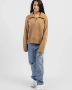 Outerwear*Ava And Ever Girls' Stanford Collared Knit Jumper Camel