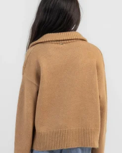 Outerwear*Ava And Ever Girls' Stanford Collared Knit Jumper Camel