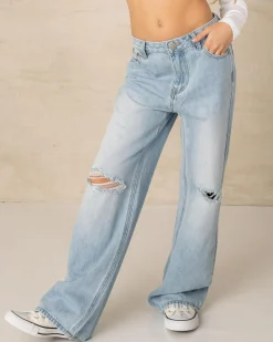 Jeans|Denim*DESU Girls' Stones Straight Leg Jeans Blasted Distressed Bleach